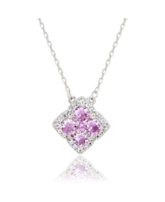 Suzy Levian Sterling Sapphire & Created Sapphire Clover Flower Necklace