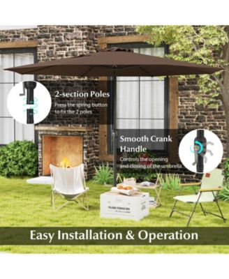 12 FT Patio Umbrella Outdoor Market Umbrella with Crank Handle 8 Sturdy Ribs