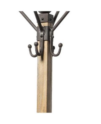 Metal and Wood Coat Rack with Multiple Hooks for Entryway, Hallway, or Bedroom