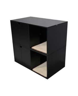 Black 36 in. Cat House Cat Litter Box Enclosure Hidden Furniture with Scratch Pad