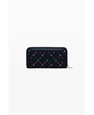 Women's Large perforated studded wallet