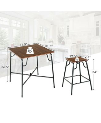 5PCS Bar Table Set Counter Height Dining Set w/ 4 Stools