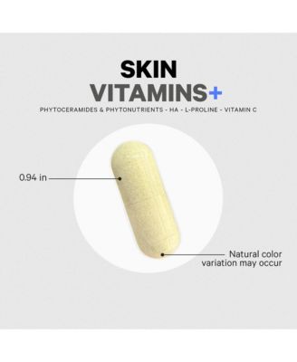 Skin Vitamins+ Supplement – Dermaval, Hyaluronic Acid, Coffeeberry, Vitamin C – Skin Elasticity, Wrinkle & Moisture Support, 30 Capsules