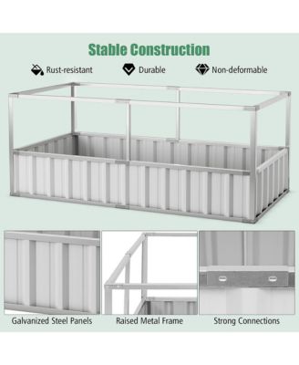 69'' x 36'' x 28'' Galvanized Raised Garden Bed w/ Cover Roll-up Window Greenhouse