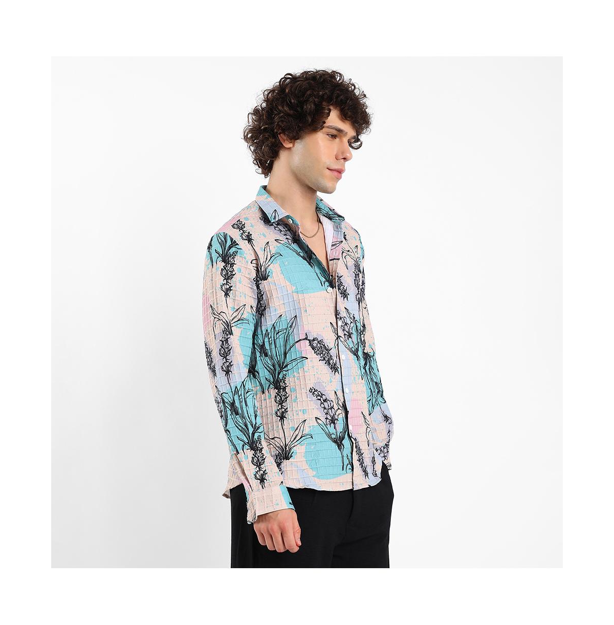 Campus Sutra Men's Sprig-Waffle Shirt