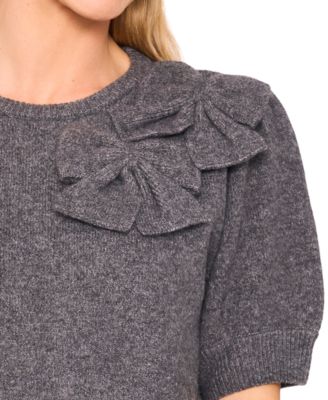 Women's Ribbon Crewneck Short-Sleeve Sweater