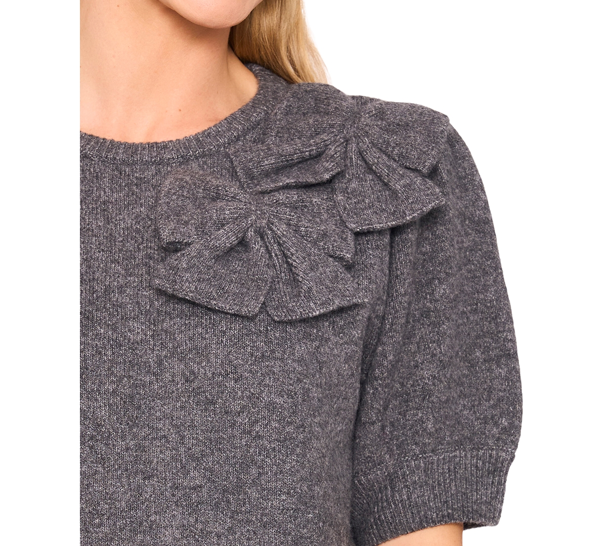 CeCe Women's Ribbon Crewneck Short-Sleeve Sweater