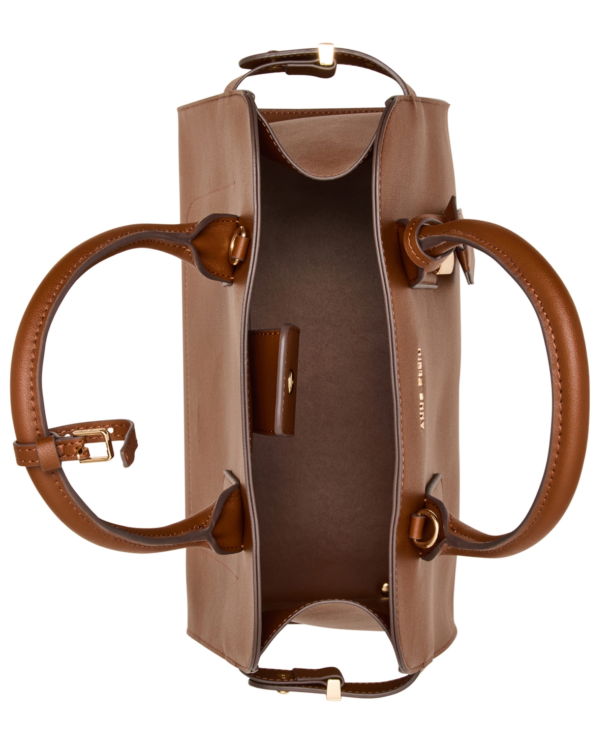 Anne Klein Convertible Strap Medium Curved Satchel Bag In Brown