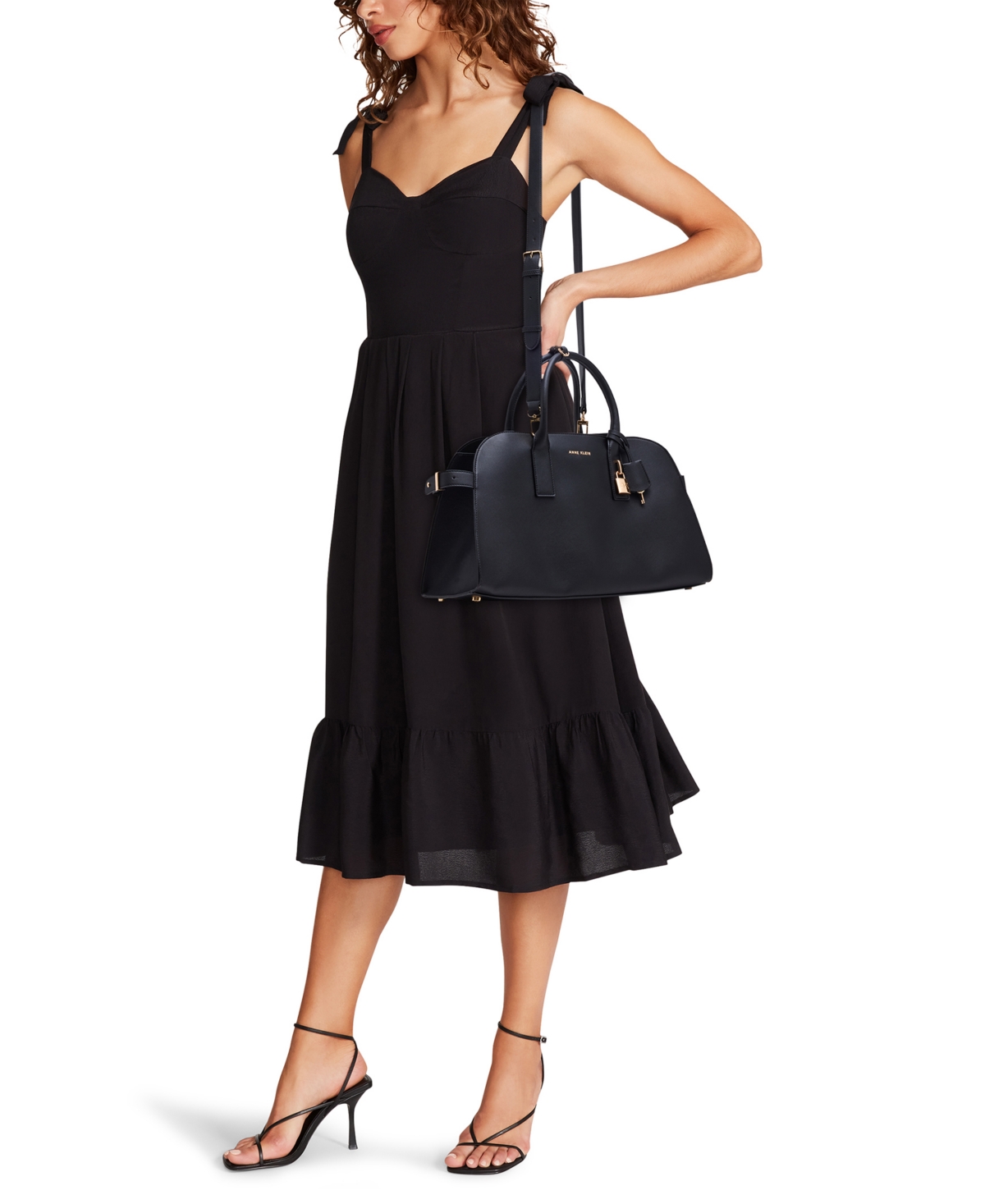 Anne Klein Convertible Strap Extra-large Satchel Bag In Black