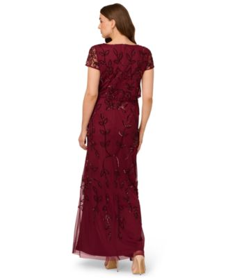 Women's Floral Blouson Embellished Gown