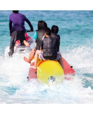 3-Person Inflatable Banana Boat with Electric Air Pump, Carrying Bag, and Repair Kit