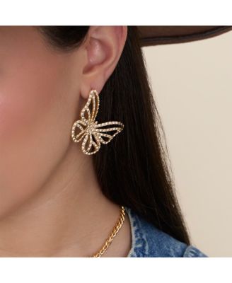 Textured Butterfly Stud Earrings in Gold-Tone