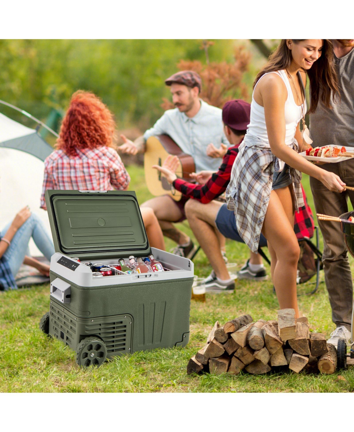 Akiudex Portable Car Refrigerator Freezer with Wheels and Dual Power 35L/50L