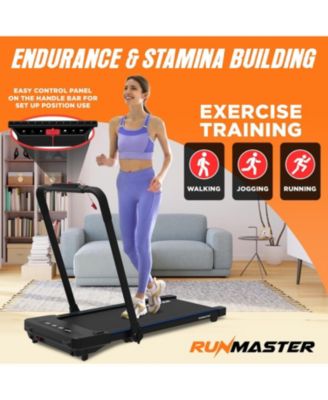 RunMaster 2-in-1 Folding Treadmill – 2.5HP Under-Desk Electric Treadmill with Foldable Handle, Bluetooth, 12 Exercise Programs & Large Belt – Portable, Space-Saving Design – Black