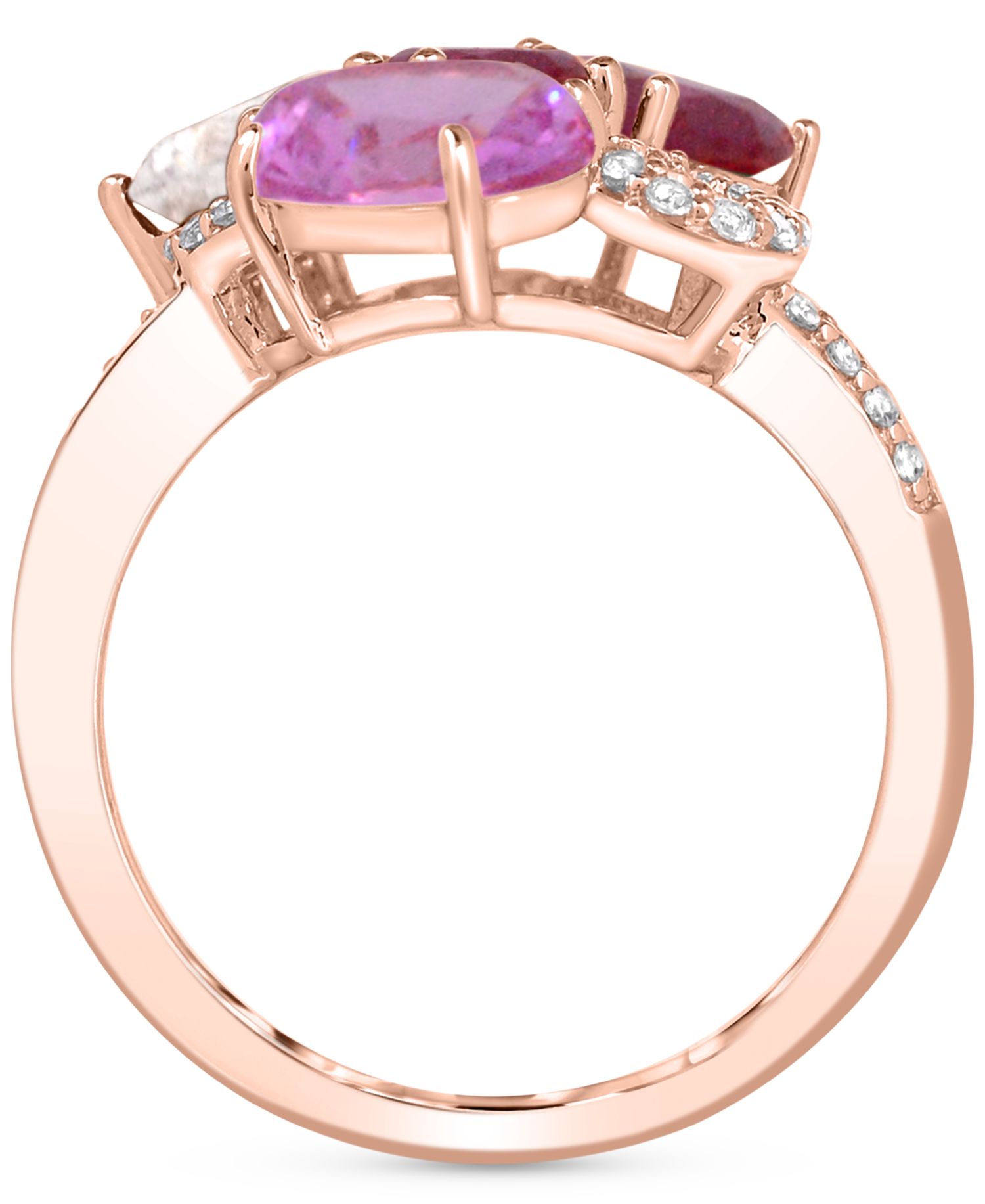 Multi-color 5-1/5 ct. t.w. Statement Ring in 14K Rose Gold Plated Sterling Silver