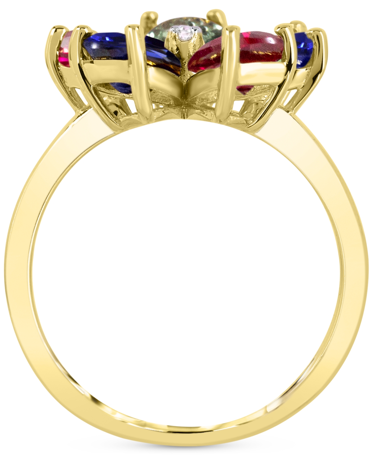 Macy's Lab-created White Sapphire 3-5/8 Ct. T.w. Flower Statement Ring With Diamond Accent In 14k Gold-plat In Multi