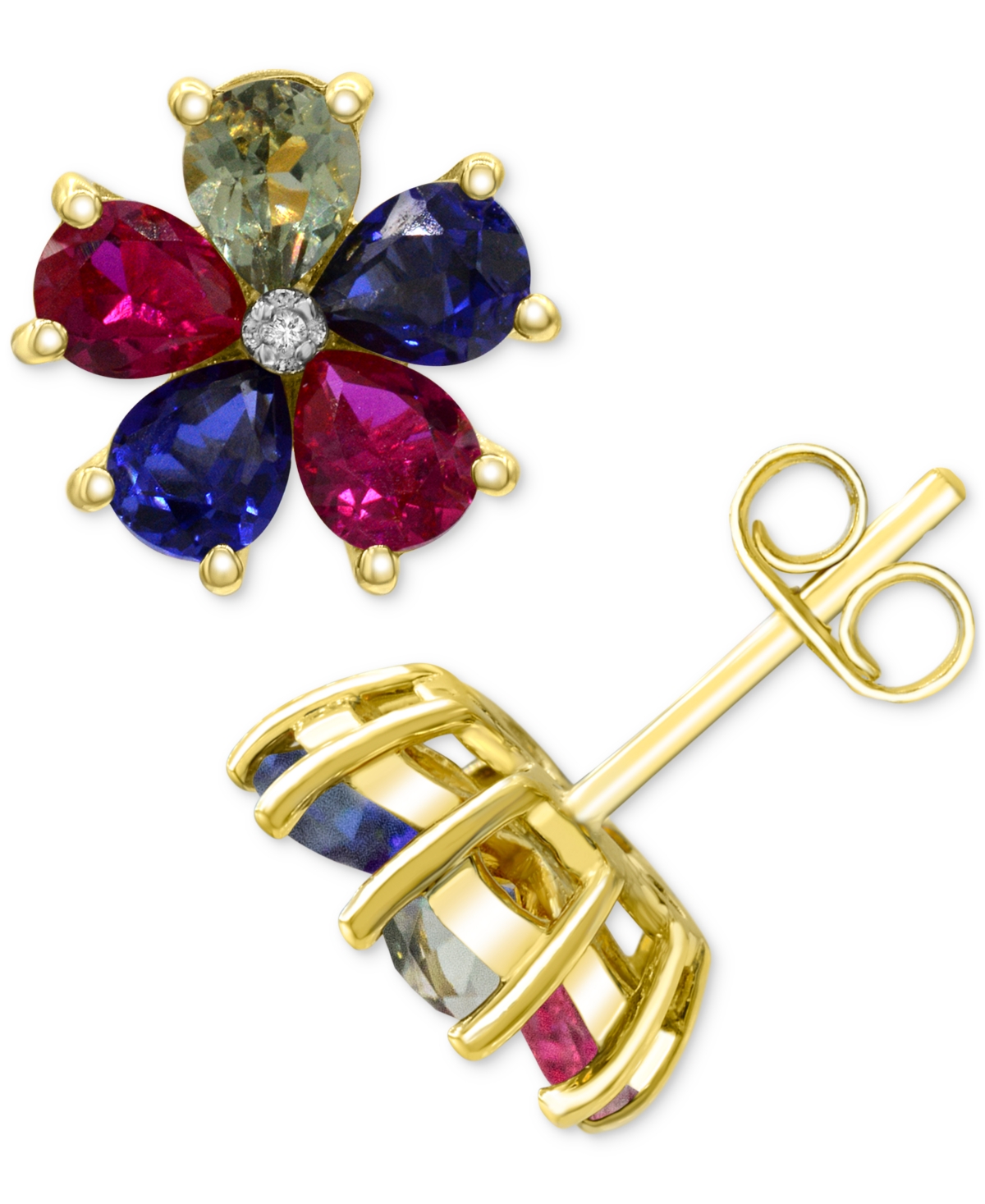Macy's Multi Gemstone: Pink Topaz 5/8 Ct. T.w., Peridot 5/8 Ct. T.w. ,blue Topaz 5/8 Ct. T. W., Amethyst 5/ In Pink