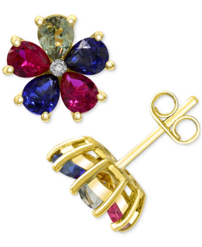 Multi Gemstone: Pink Topaz 5/8 ct. t.w., Peridot 5/8 ct. t.w. ,Blue Topaz