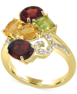 Macy's - Rhodolite Garnet Flower 18" Pendant Necklace (3-3/4 ct. t.w.) in 14k Gold-Plated Sterling Silver