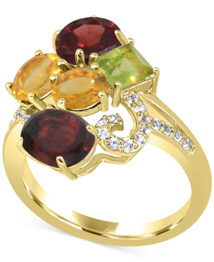 Multi-color 5-1/5 ct. t.w. Statement Ring in 14K Rose Gold Plated