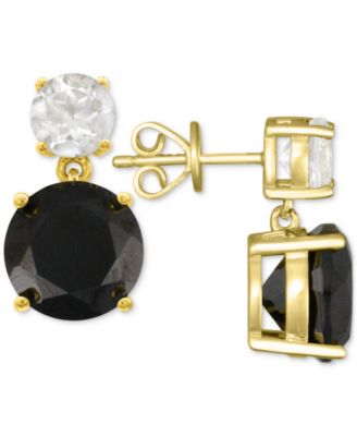  Rose de France 5-5/8 ct. t w. and Amethyst 1-1/3 ct. t.w.Drop Earrings in 14K Gold-Plated Sterling Silver