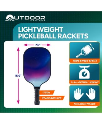 Outdoor Cruiser Pickleball Paddle Set – USAPA Approved, Premium Fiberglass Paddles with Lightweight Shock-Absorbing Grip, Includes 2 Rackets, 4 Balls, Grip Tapes, and Sling Carry Bag