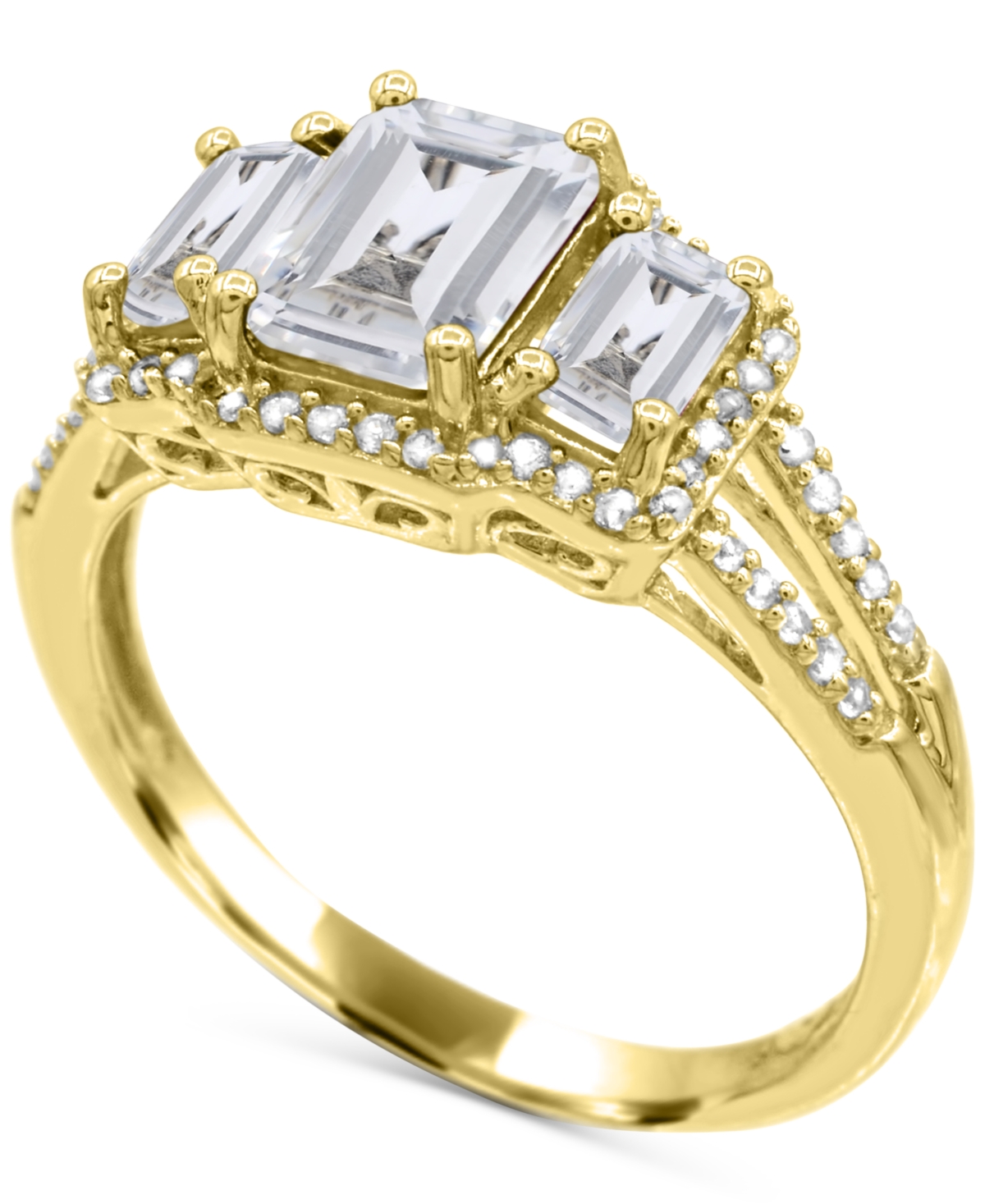 Macy's Lab Grown Sapphire (1-1/3 Ct. T.w) And Lab Grown White Sapphire (1/8 Ct. T.w) Ring In Sterling Silve