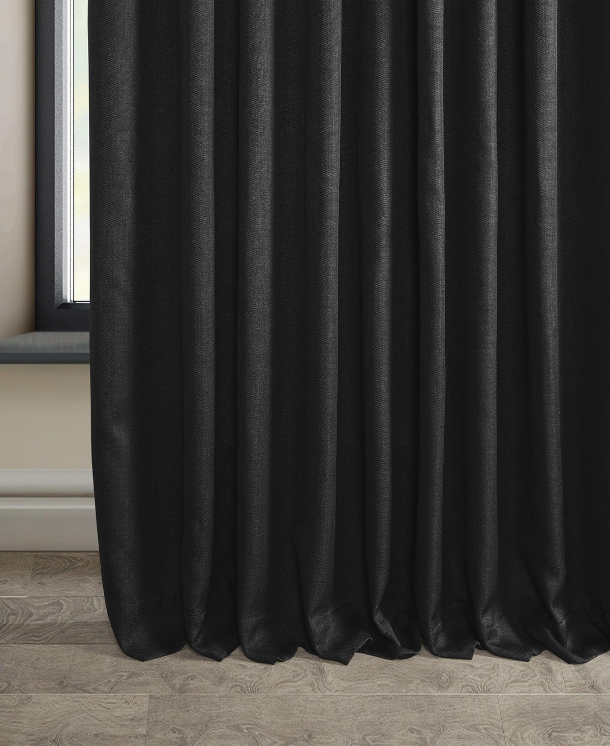 Half Price Drapes Extra Wide Textured Faux Linen Room Darkening Curtain