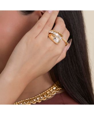 4-Piece Textured Gold-Tone Ring Set