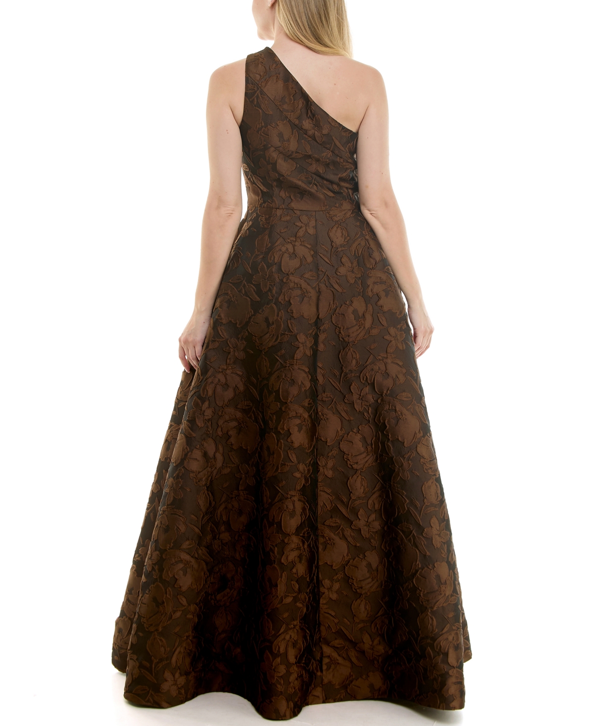 Taylor Women's Brocade One-shoulder Sleeveless Dress In Brown