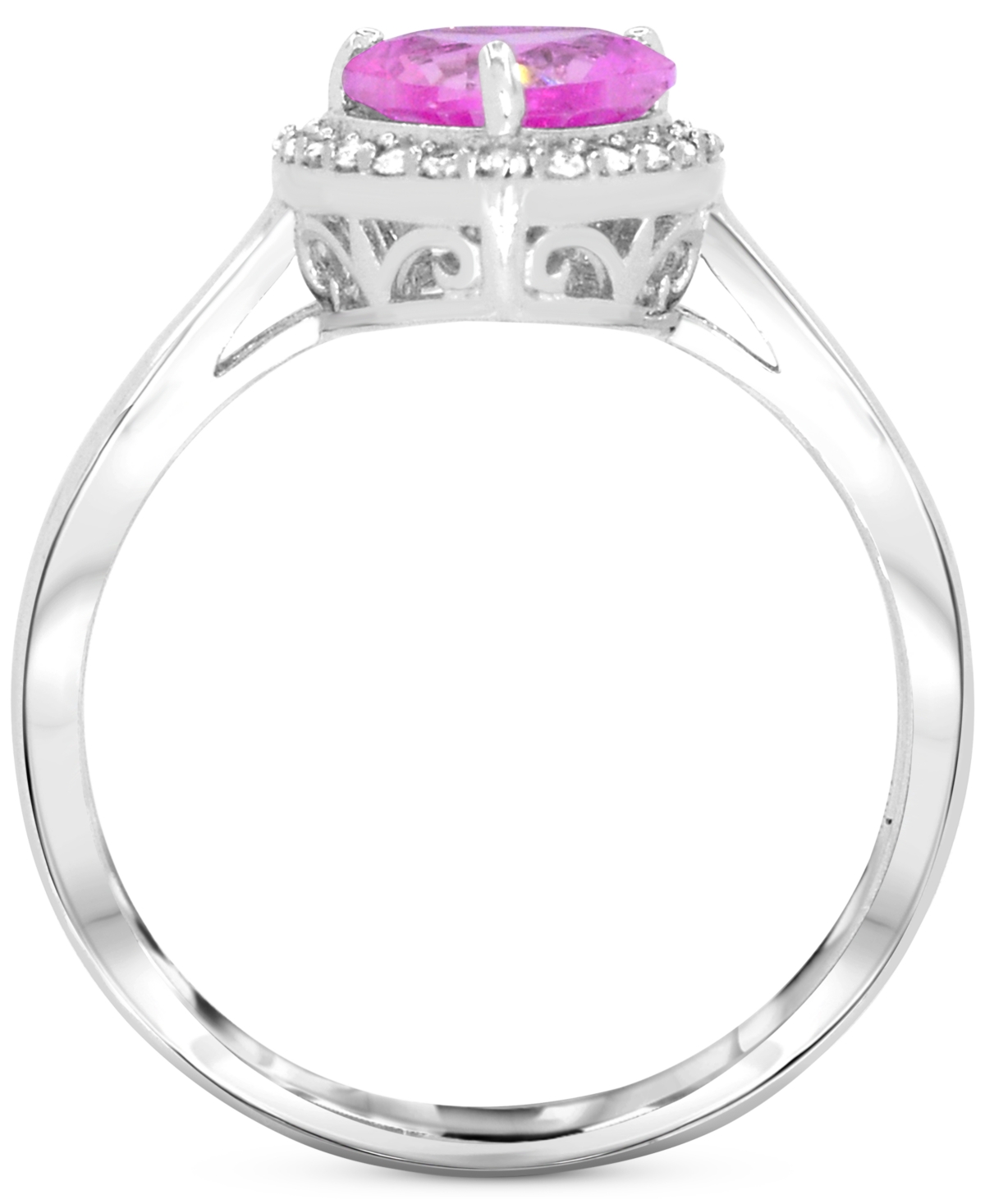 Macy's Lab Grown Pink Sapphire 1-3/8 Ct. T.w. And Lab-created White Sapphire 1/3 Ct. T.w. Heart Promise Rin In Pink