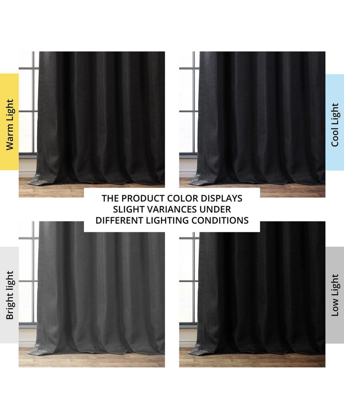 Half Price Drapes Textured Faux Linen Room Darkening Curtain In Black