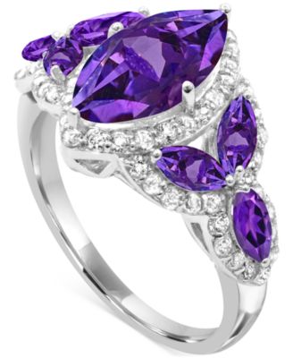 Lab-created Opal 12 x 6mm and White Topaz 1-1/10 ct. t.w. Marquise Statement Ring in Sterling Silver