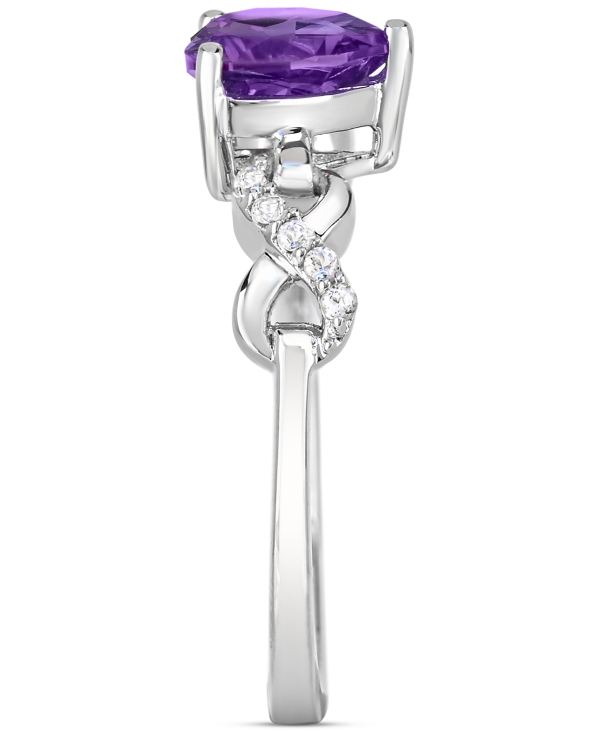 Macy's Lab-created Ruby 1-1/3 Ct. T.w. And Lab-created White Sapphire 1/5 Ct. T.w. Heart Promise Ring In St In Purple