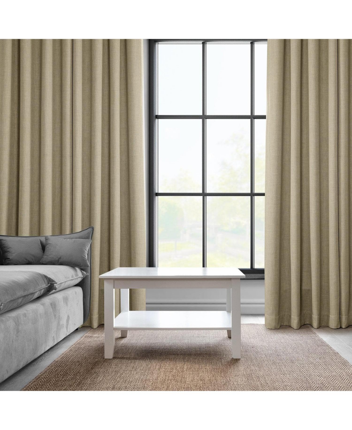 Half Price Drapes Grommet Textured Faux Linen Room Darkening Curtain