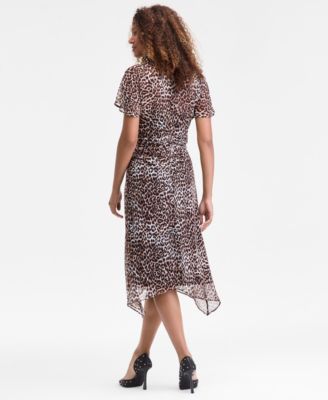 Women's Animal-Print Handkerchief-Hem Midi Dress, Macy's Exclusive