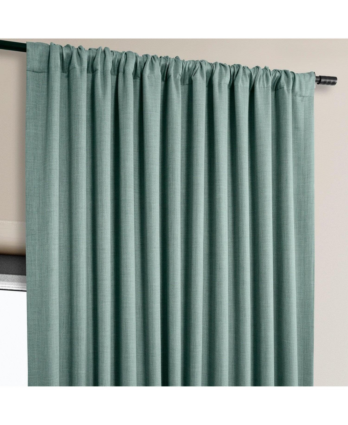 Half Price Drapes Extra Wide Textured Faux Linen Room Darkening Curtain In Blue