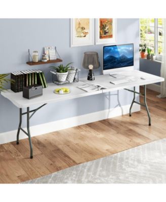 8FT Folding Patio Table with HDPE Top and Metal Legs for Outdoor and Indoor Use