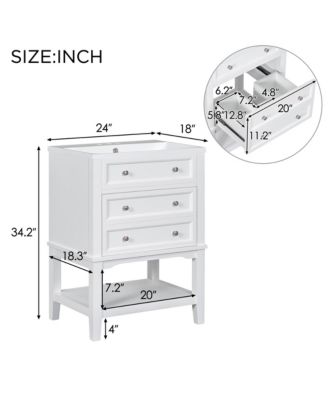 24&amp;#x22; Solid Wood Bathroom Vanity with Sink, Drawer and Open Shelf