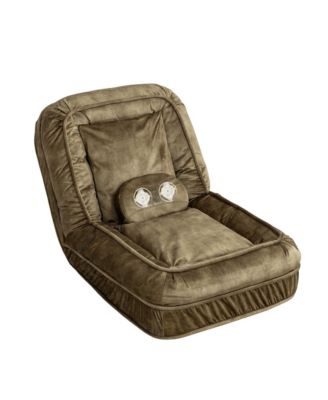 Green Upholstered Human Dog Bed with 5 Adjustable Position and Massage Pillow for Adult and Pets