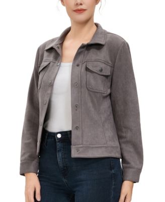 Women's Faux Suede Trucker Jacket