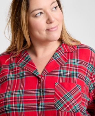 Plus Size Brinkley Plaid Notch Collar Matching Family Pajamas Set, Created for Macy's