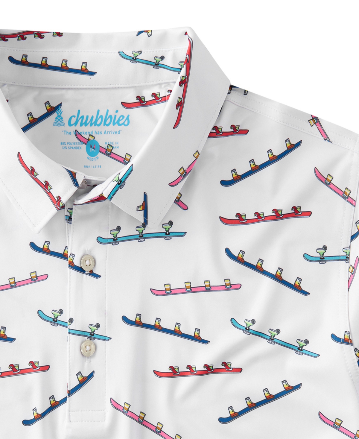 Chubbies Men's The Blue Bird Shot Ski Day Performance Polo Shirt