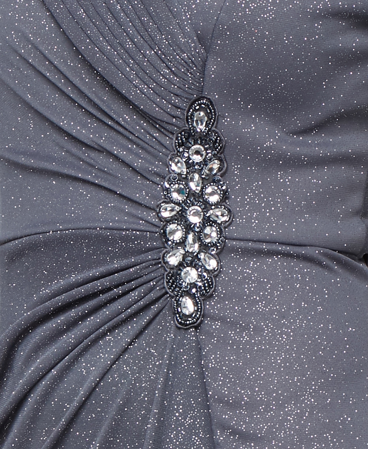 Alex Evenings Glitter Portrait Collar Gown In Blue