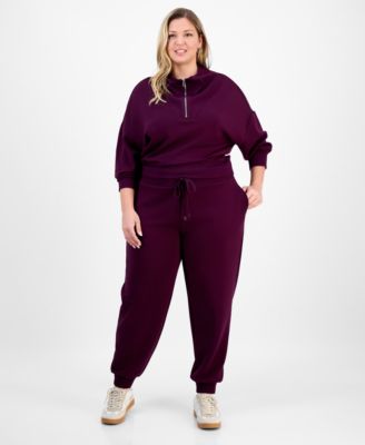 Trendy Plus Size Cozy Scuba Drawstring Jogger Pants, Macy's Exclusive