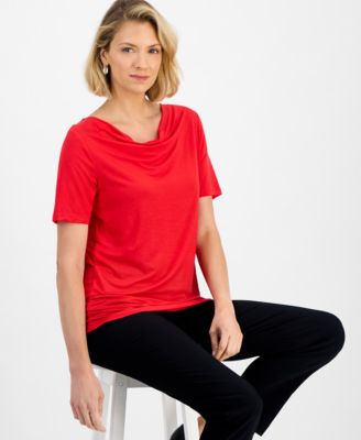 Women's Cowl-Neck Short-Sleeve Top, Macy's Exclusive