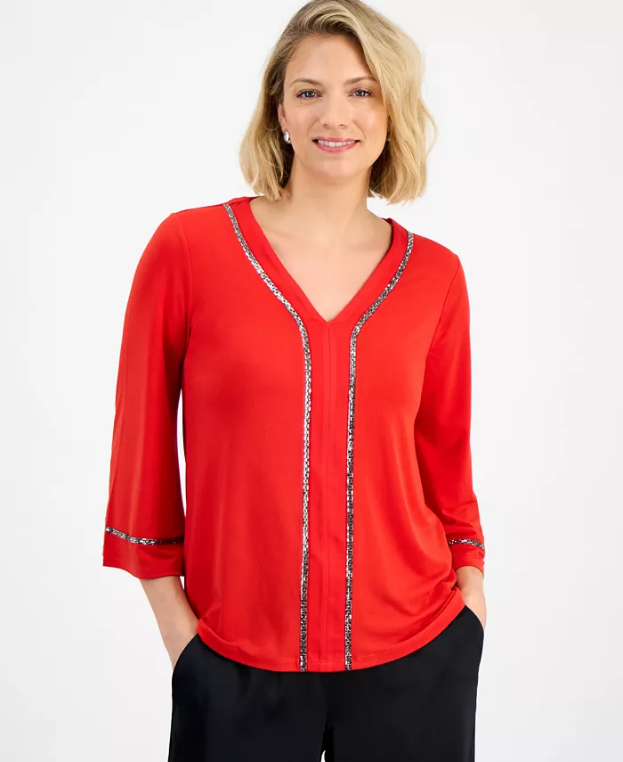 Women's Rhinestone-Embellished Top