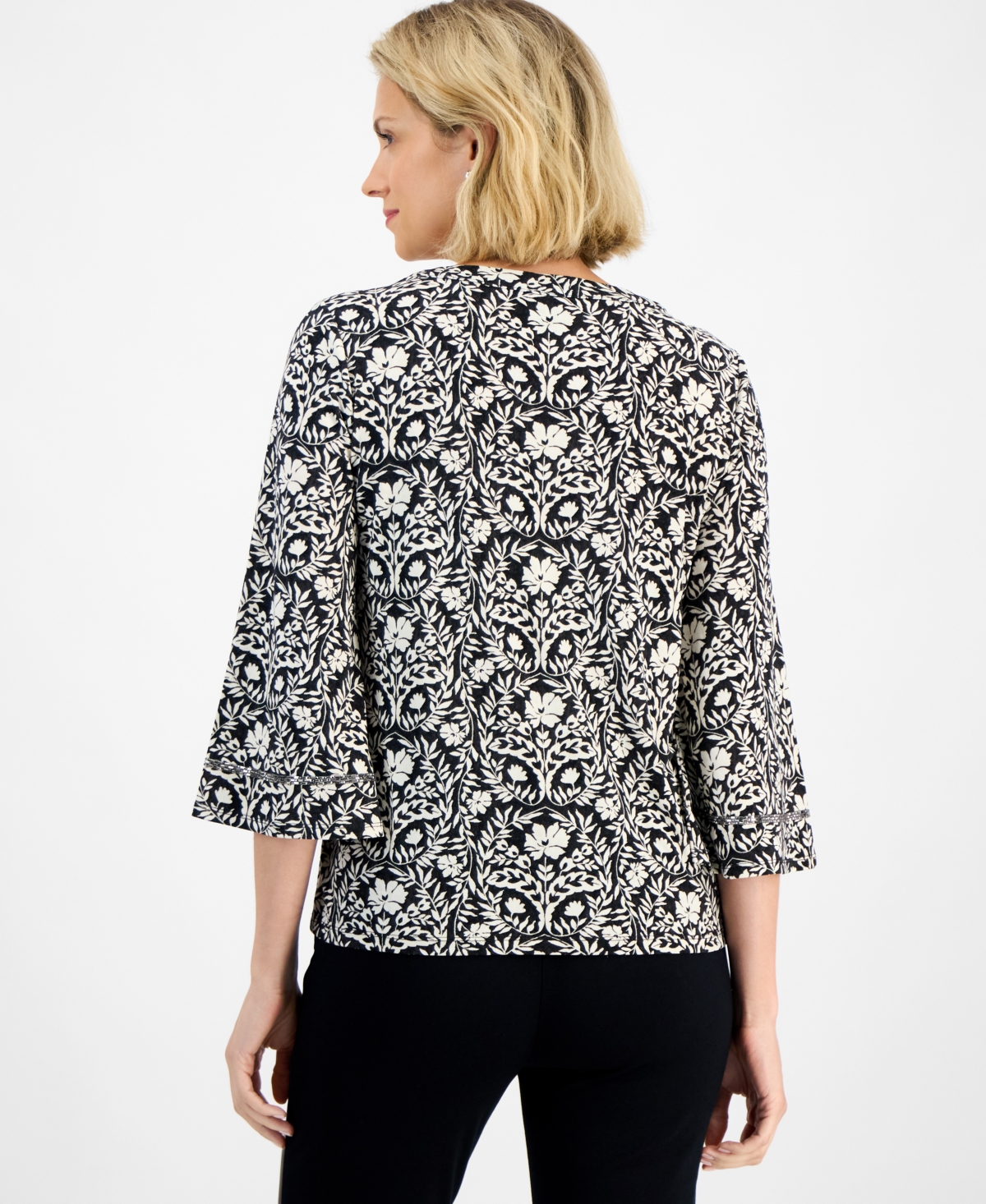 Jm Collection Women's Embellished Print Top, Macy's Exclusive