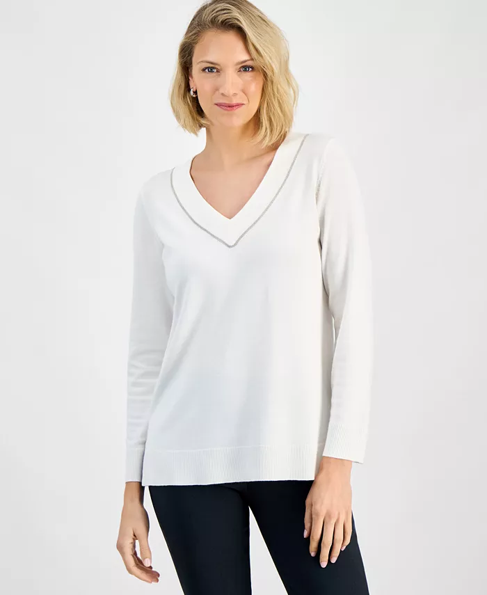 Women's Beaded-Neck Sweater - thumbnail 5