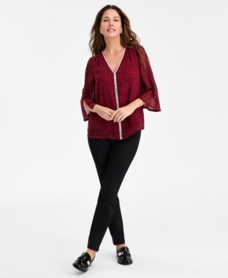 Women's Embellished Printed Blouse, Macy's Exclusive